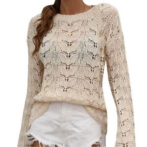Anthropologie Moth Eyelet Crochet Sweater